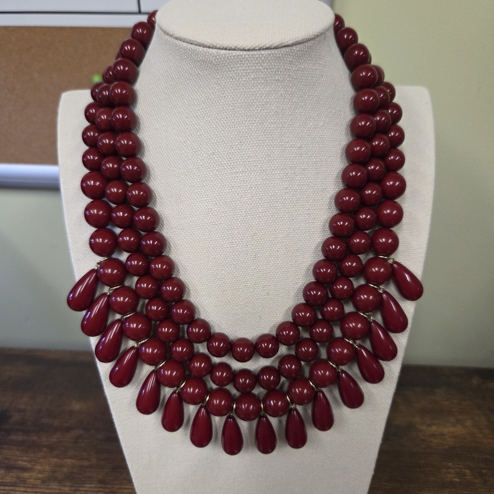 BOGO💖Chunky Red Beaded 3 Strand Necklace
